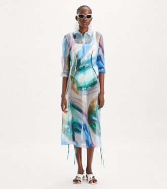 Abito chemisier in organza di seta