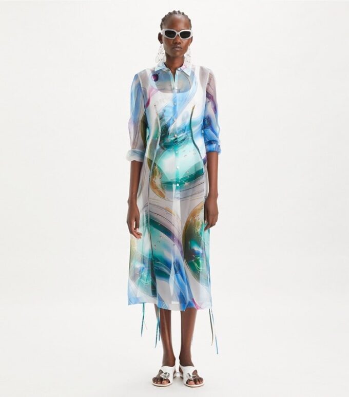 Abito chemisier in organza di seta Abito chemisier in organza di seta