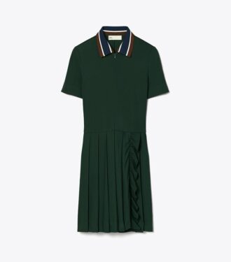 Abito da golf con zip frontale e pieghe