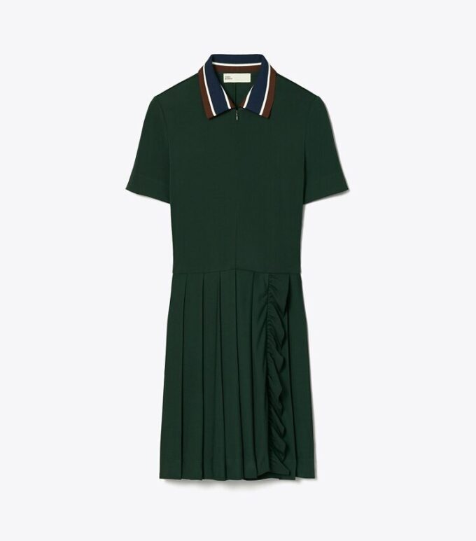 Abito da golf con zip frontale e pieghe