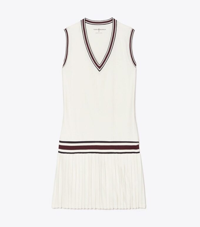 Abito da tennis con scollo a V in jersey tecnico
