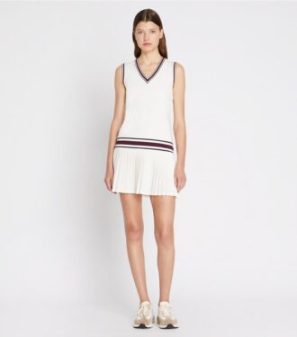Abito da tennis con scollo a V in jersey tecnico