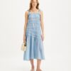 Abito in viscosa con spalline e smock Abito in viscosa con spalline e smock