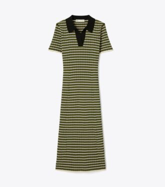 Abito polo in maglia a righe