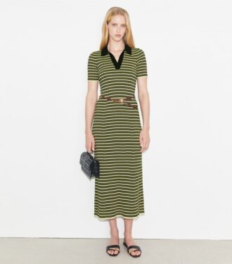 Abito polo in maglia a righe