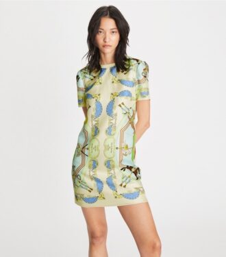 Abito T-shirt con davanti in seta