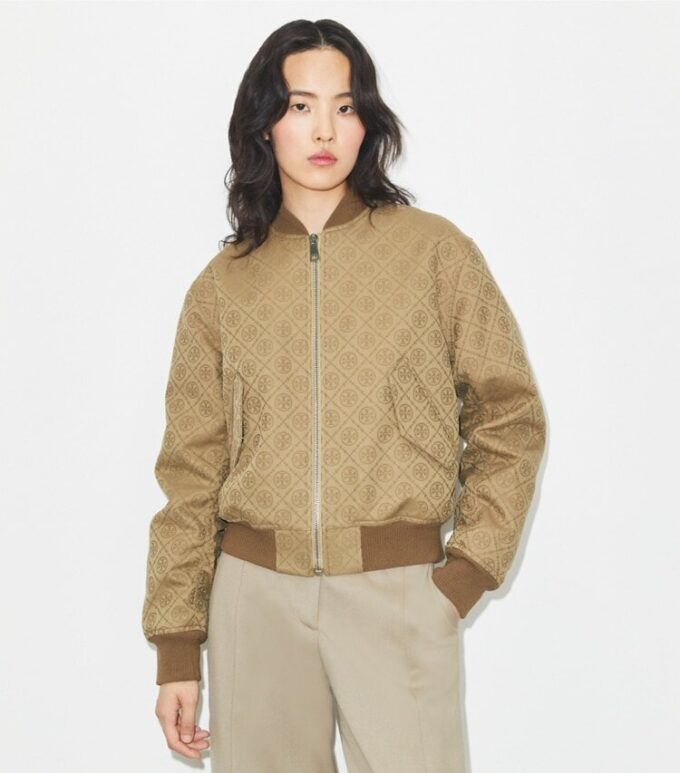 Bomber con monogramma T jacquard