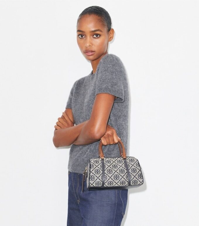 Borsa a barilotto con monogramma T Monogram