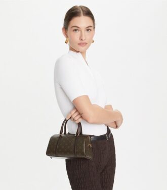 Borsa a botte piccola in tela rivestita con T Monogram