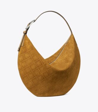Borsa a palloncino in pelle scamosciata con T Monogram