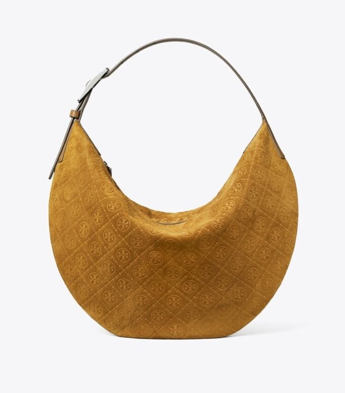 Borsa a palloncino in pelle scamosciata con T Monogram Borsa a palloncino in pelle scamosciata con T Monogram