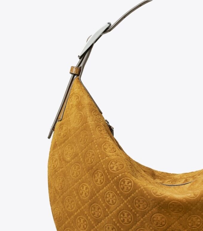 Borsa a palloncino in pelle scamosciata con T Monogram Borsa a palloncino in pelle scamosciata con T Monogram