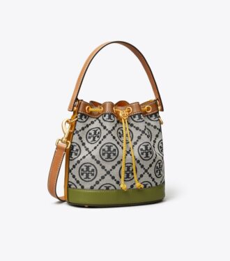 Borsa a secchiello con monogramma T Monogram color block