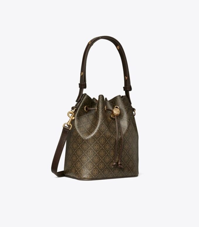 Borsa a secchiello in tela rivestita con T Monogram Borsa a secchiello in tela rivestita con T Monogram