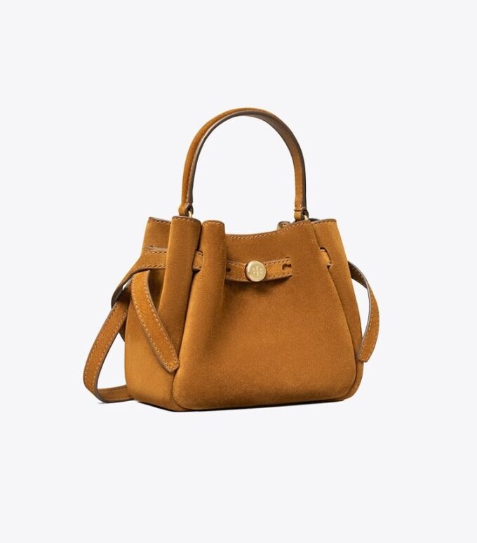 Borsa a secchiello Mini Romy in pelle scamosciata