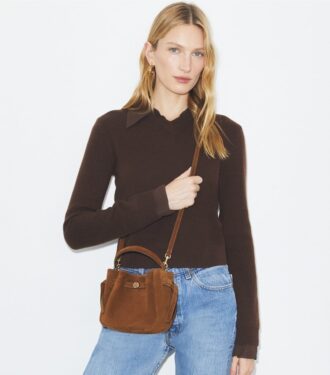 Borsa a secchiello Mini Romy in pelle scamosciata