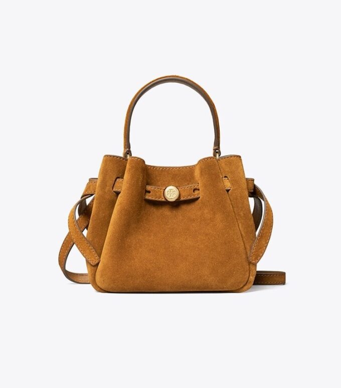 Borsa a secchiello Mini Romy in pelle scamosciata