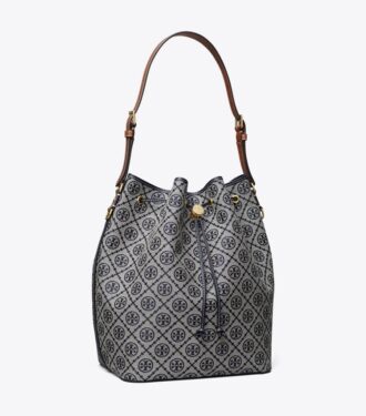Borsa a secchiello oversize con T Monogram