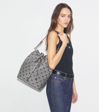 Borsa a secchiello oversize con T Monogram