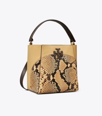 Borsa a secchiello piccola McGraw con stampa serpente