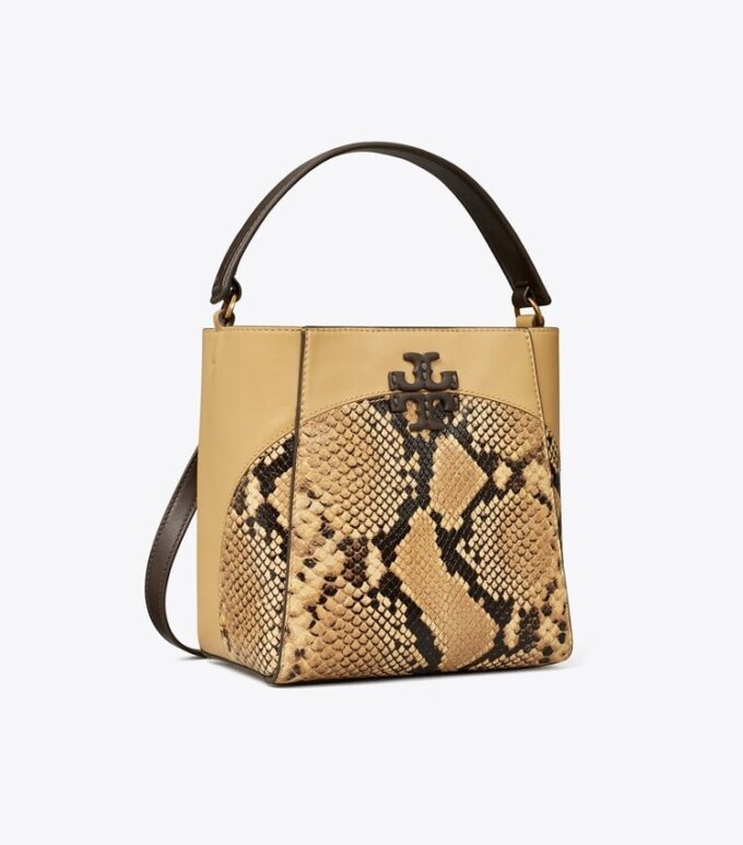 Borsa a secchiello piccola McGraw con stampa serpente Borsa a secchiello piccola McGraw con stampa serpente