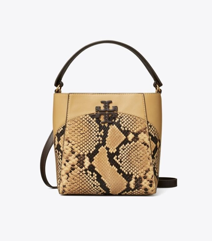 Borsa a secchiello piccola McGraw con stampa serpente Borsa a secchiello piccola McGraw con stampa serpente