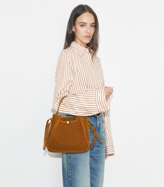 Borsa a secchiello Romy in pelle scamosciata