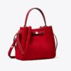 Borsa a secchiello Romy in pelle scamosciata con cuciture a vista