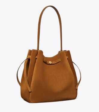Borsa a secchiello Romy in pelle scamosciata grande