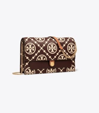 Borsa a tracolla con monogramma T Monogram in rilievo a contrasto