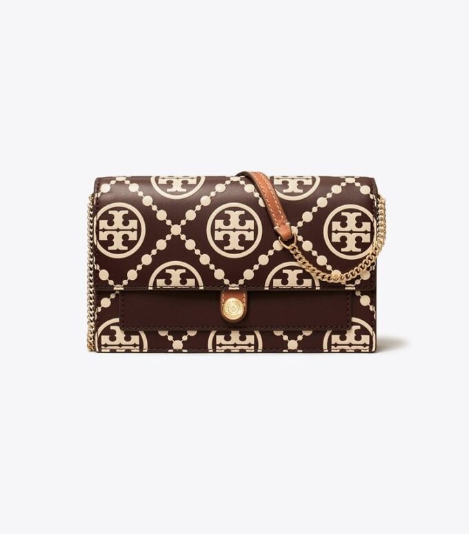 Borsa a tracolla con monogramma T Monogram in rilievo a contrasto