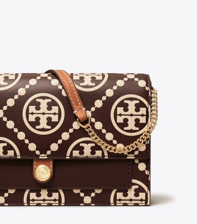 Borsa a tracolla con monogramma T Monogram in rilievo a contrasto