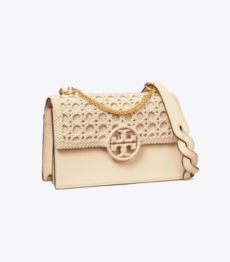 Borsa a tracolla con patta piccola Miller Basket-Weave
