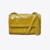 Borsa a tracolla convertibile piccola con pieghe in vernice Fleming