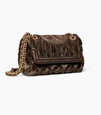 Borsa a tracolla convertibile piccola in morbido velluto Fleming