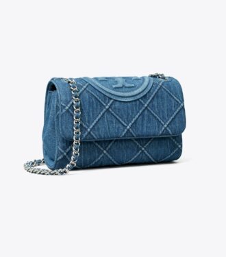 Borsa a tracolla convertibile Small Fleming in morbido denim
