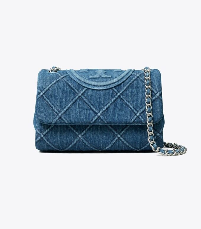 Borsa a tracolla convertibile Small Fleming in morbido denim Borsa a tracolla convertibile Small Fleming in morbido denim