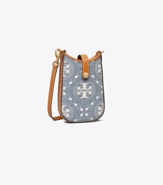 Borsa a tracolla in denim con monogramma T Monogram