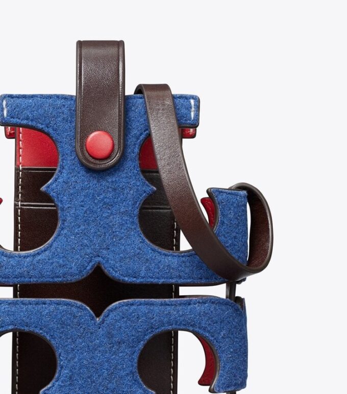 Borsa a tracolla in feltro con logo ritagliato