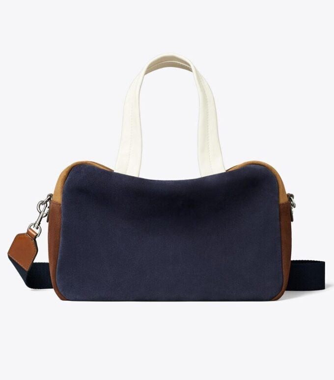 Borsa a tracolla in pelle scamosciata color block Borsa a tracolla in pelle scamosciata color block
