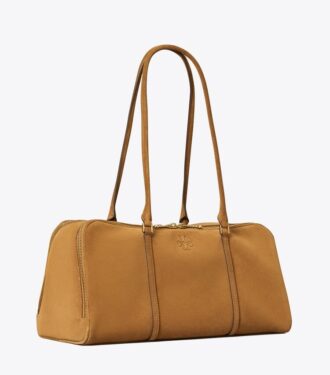 Borsa a tracolla in pelle scamosciata color Marshmallow