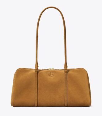 Borsa a tracolla in pelle scamosciata color Marshmallow