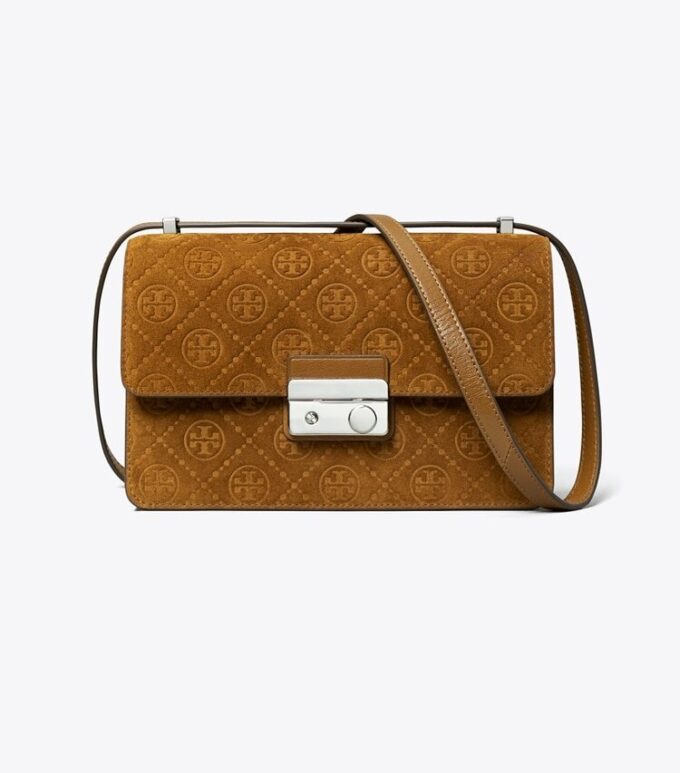 Borsa a tracolla in pelle scamosciata con monogramma T Monogram Borsa a tracolla in pelle scamosciata con monogramma T Monogram