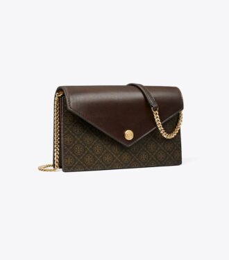 Borsa a tracolla in tela rivestita con monogramma T Monogram