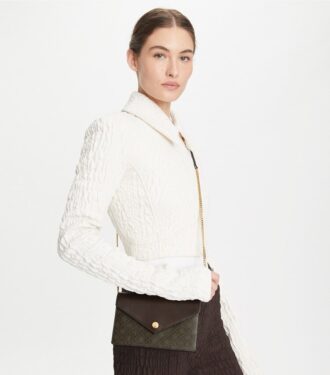 Borsa a tracolla in tela rivestita con monogramma T Monogram