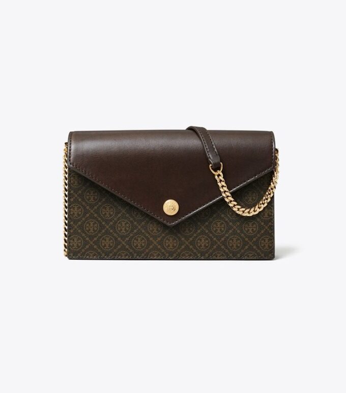 Borsa a tracolla in tela rivestita con monogramma T Monogram
