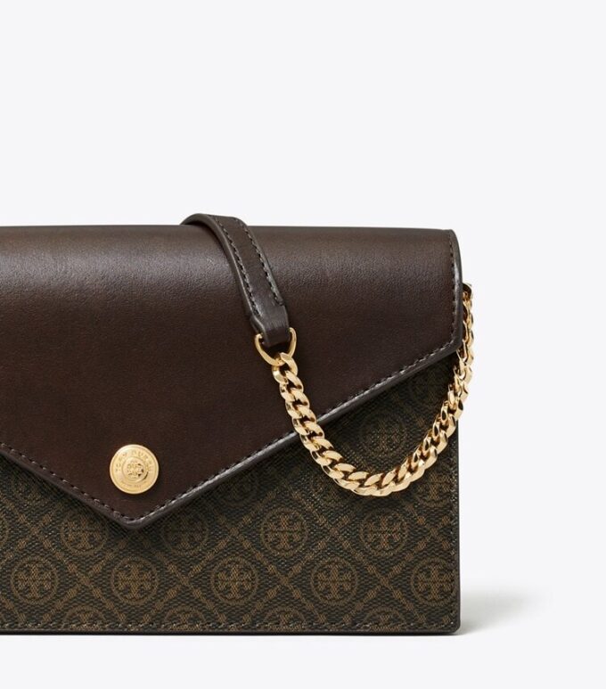 Borsa a tracolla in tela rivestita con monogramma T Monogram