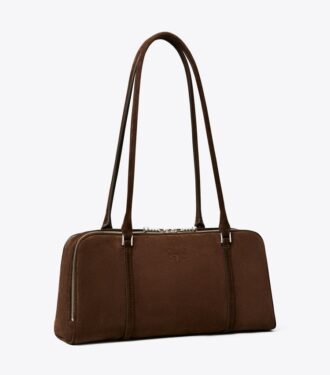 Borsa a tracolla piccola in pelle scamosciata Marshmallow