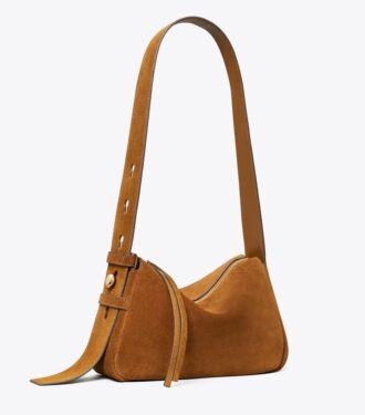 Borsa a tracolla piccola Romy in pelle scamosciata