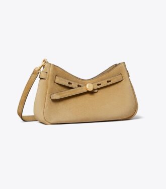 Borsa a tracolla Romy in pelle scamosciata con chiusura a zip